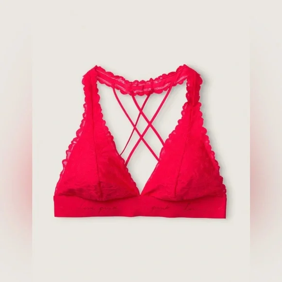 PINK - Lace Halter Bralette - Picture 8 of 10